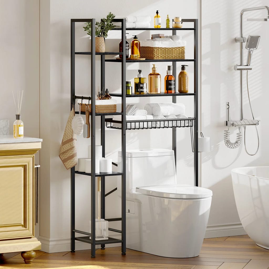 freestanding over the toilet storage rack with 8 shelves